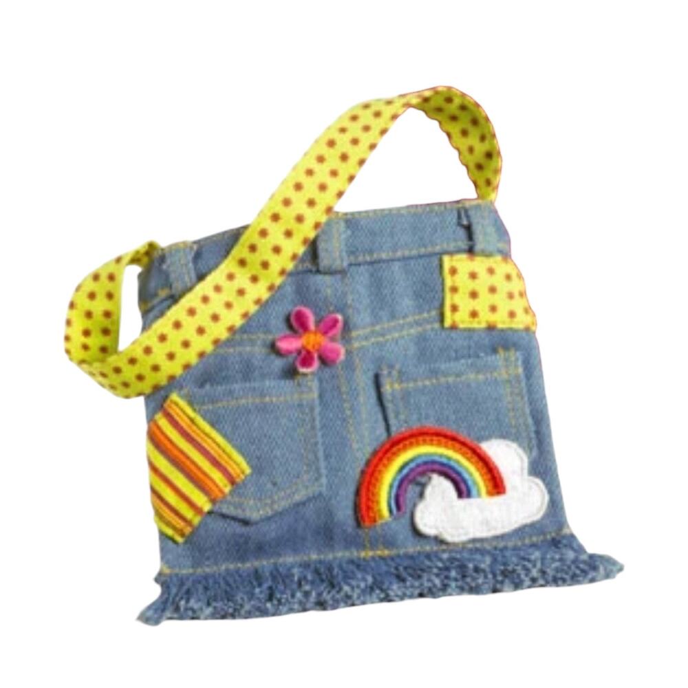 American Girl Ivy Doll Purse Meet Accessory Denim Shoulder Bag Rainbow Fringe